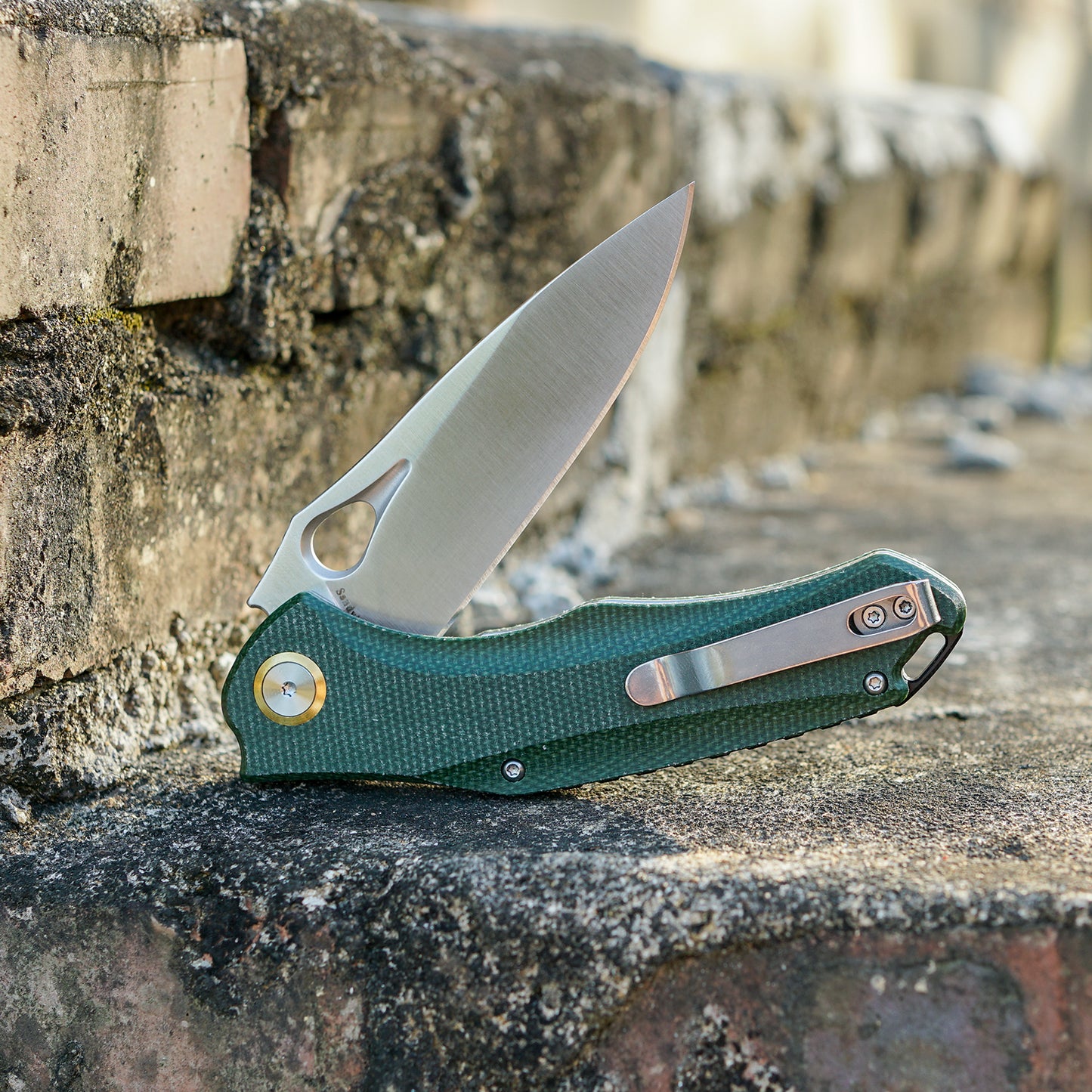 FORESAIL Practical Pocket knife made with 3.62inch14C28N blade and 4.8 inch Micarta handle with Reversible Deep-carry Pocket Clip, Flipper. For Outdoor Camping and Gift, EDC Knife