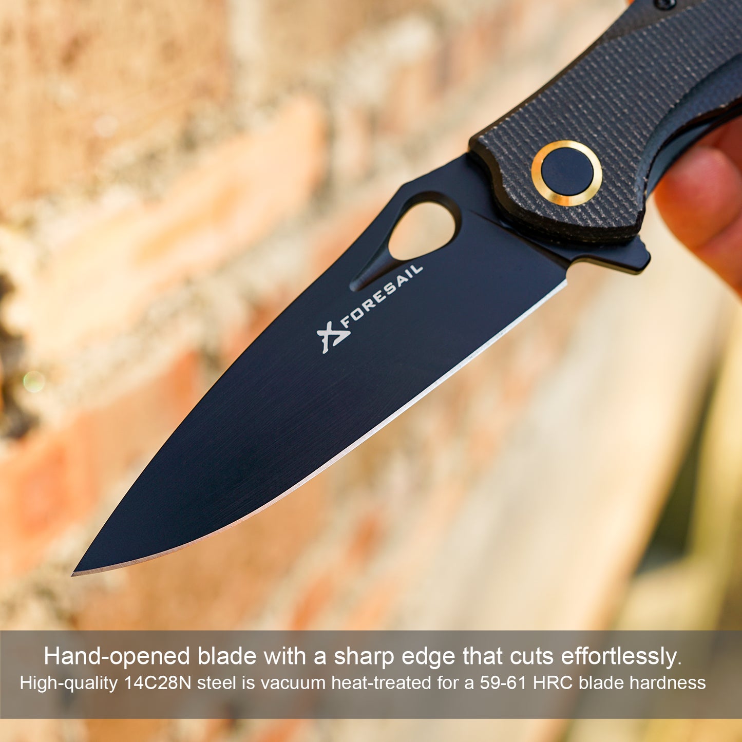 FORESAIL Practical Pocket knife made with 3.62inch 14C28N blade and 4.8inch Micarta handle with Reversible Deep-carry Pocket Clip, Flipper. For Outdoor Camping and Gift, EDC Knife