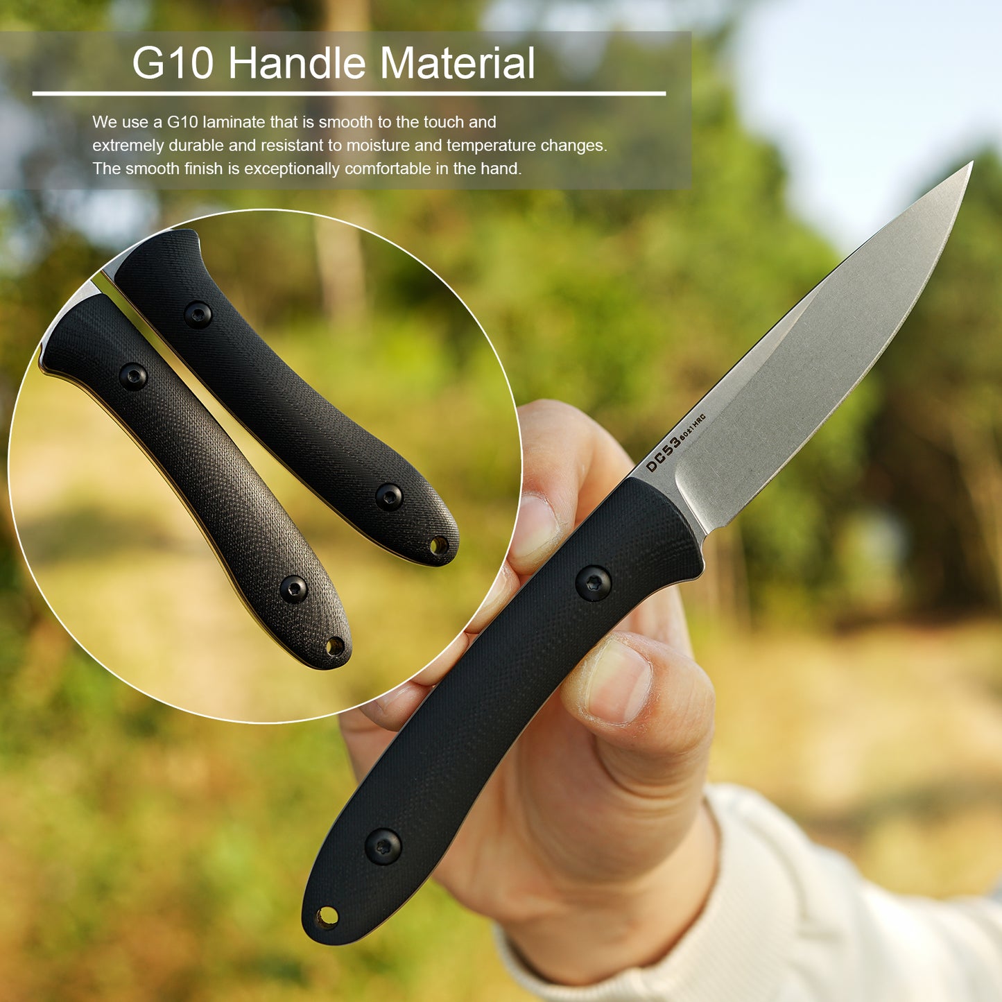 FORESAIL Small Fixed Blade Knife,3.27inch DC53 Steel Blade and G10 Handle,with Kydex Sheath,Fixed EDC Tactical Knife for Men Women,Outdoor Hiking Camping Knives