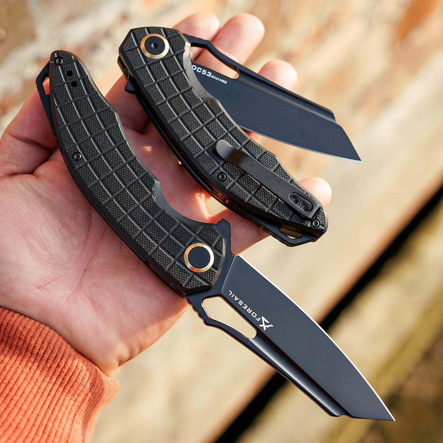 FORESAIL Folding Pocket Knife, 3.54" DC53 Steel Blade,4.65" G10 Handle, Liner Lock, Reversible Pocket Clip for Everyday Carry, Outdoor Activities