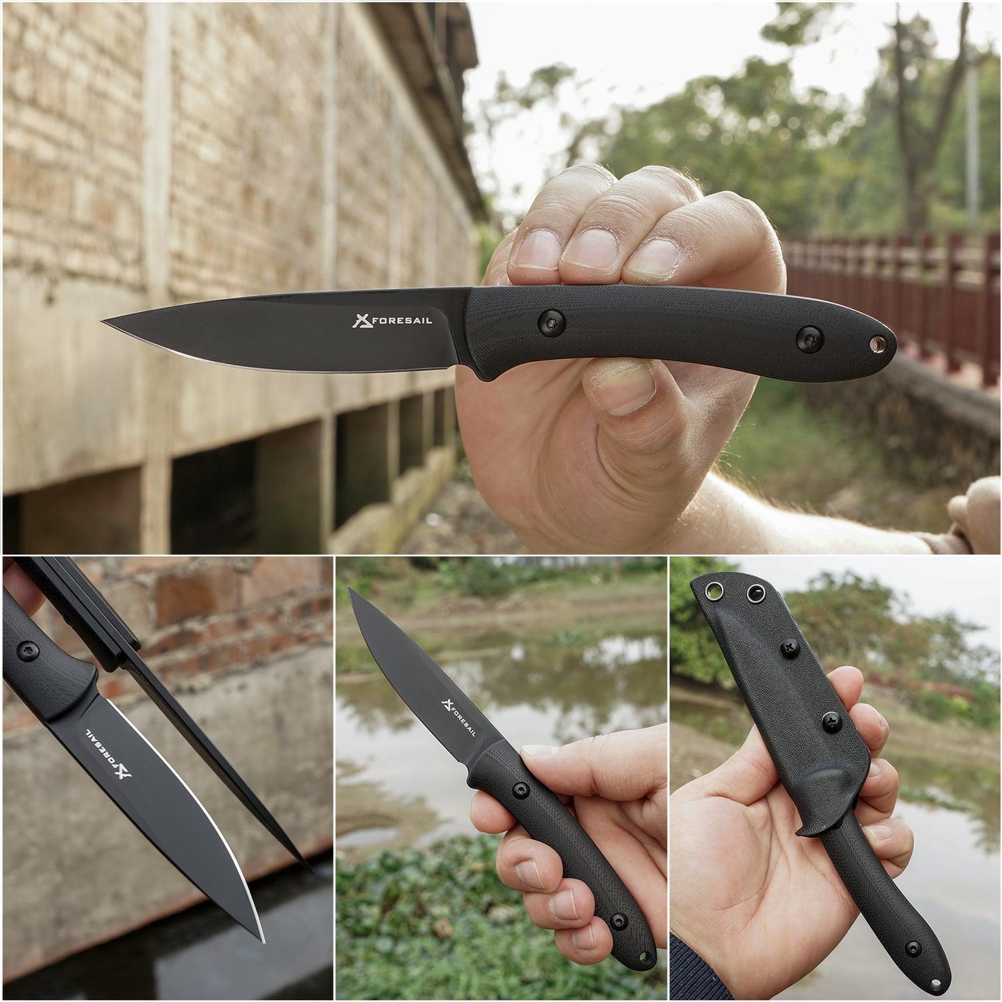 FORESAIL Small Fixed Blade Knife,3.27 inch DC53 Steel Blade and G10 Handle,with Kydex Sheath,Fixed EDC Tactical Knife for Men Women,Outdoor Hiking Camping Knives