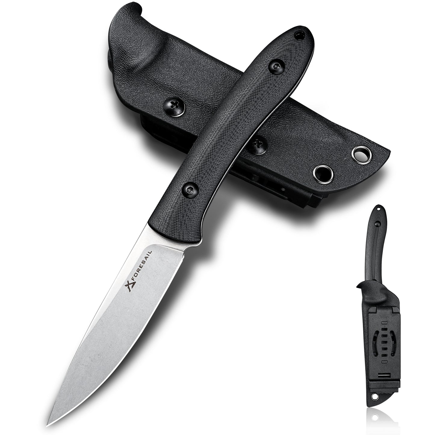 FORESAIL Small Fixed Blade Knife,3.27inch DC53 Steel Blade and G10 Handle,with Kydex Sheath,Fixed EDC Tactical Knife for Men Women,Outdoor Hiking Camping Knives