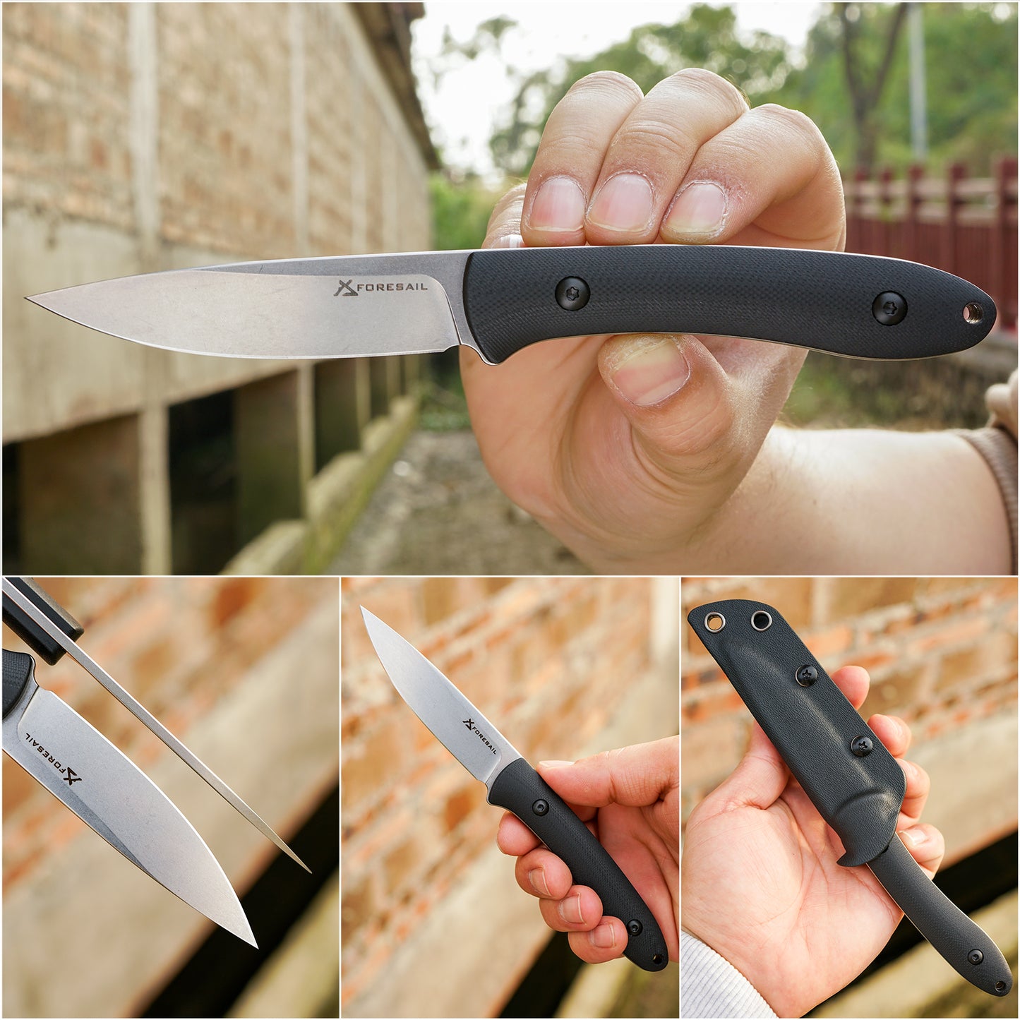 FORESAIL Small Fixed Blade Knife,3.27inch DC53 Steel Blade and G10 Handle,with Kydex Sheath,Fixed EDC Tactical Knife for Men Women,Outdoor Hiking Camping Knives