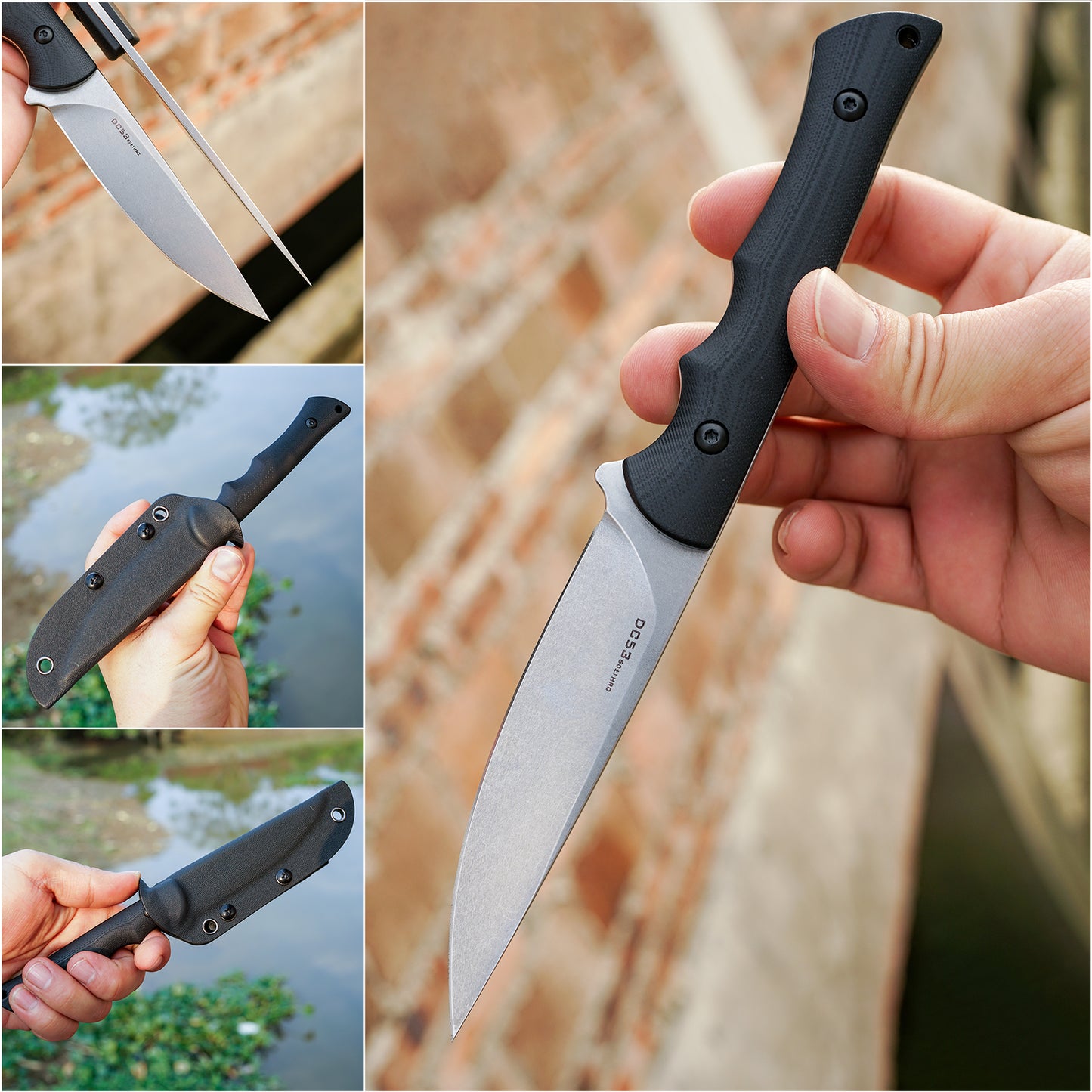 FORESAIL Fixed Blade Knife,3.86inch DC53 Steel Blade and G10 Handle,with Kydex Sheath,Fixed Blade EDC Tactical Knife for Men Women, Outdoor Hunting Hiking Survival Camping Knives.