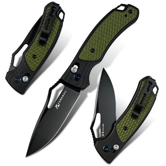 Pocket Folding Knife, 2.83in D2 Steel Blade and G10 Handle, Axis Lock,EDC Knife for Camping Hiking Daily Use.