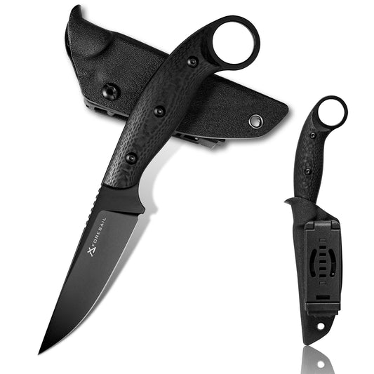 FORESAIL Fixed Blade Knife,With 3.46in AUS-10 Steel Blade.new material handle made by fusing G10 and carbon fiber,with Kydex Sheath,Fixed Blade EDC Knife,Outdoor Hiking Camping Knives