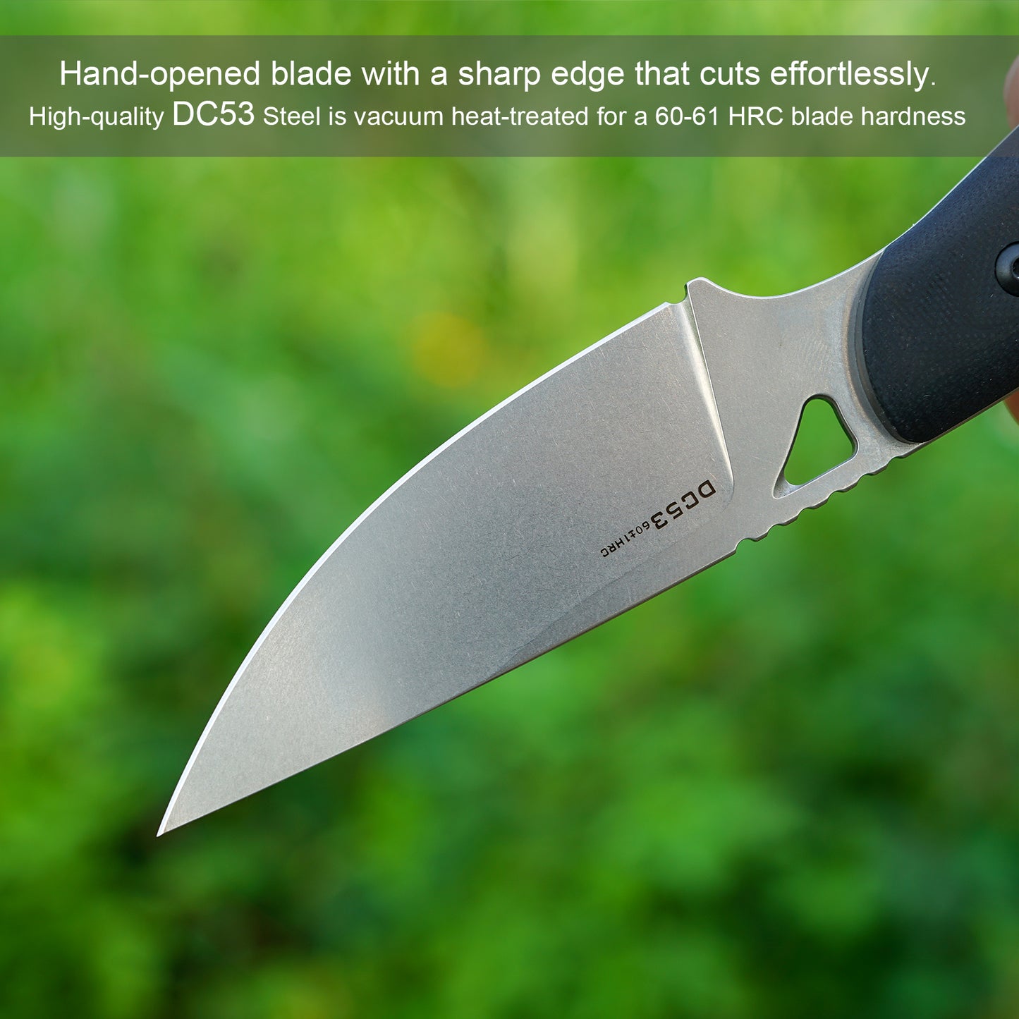 Fixed Blade Knife with Kydex Sheath.3.35in DC53 Blade EDC Camping Fixed Blade Knife with G10 Handle, Small Bushcraft Survival Knives, Outdoor Hunting Knives for Men Women