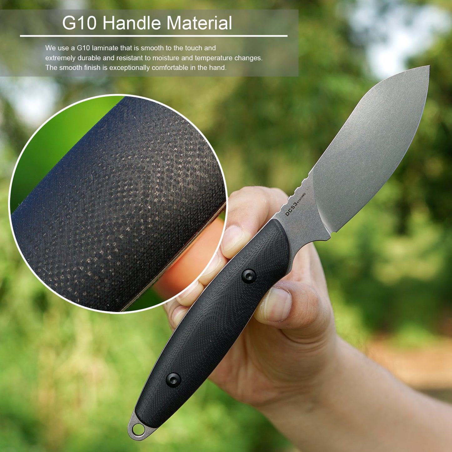 FORESAIL Fixed Blade Knife,DC53 Steel Blade and G10 Handle,with Kydex Sheath,Fixed Blade EDC Tactical Knife for Men Women, Outdoor Hunting Hiking Survival Camping Knives.