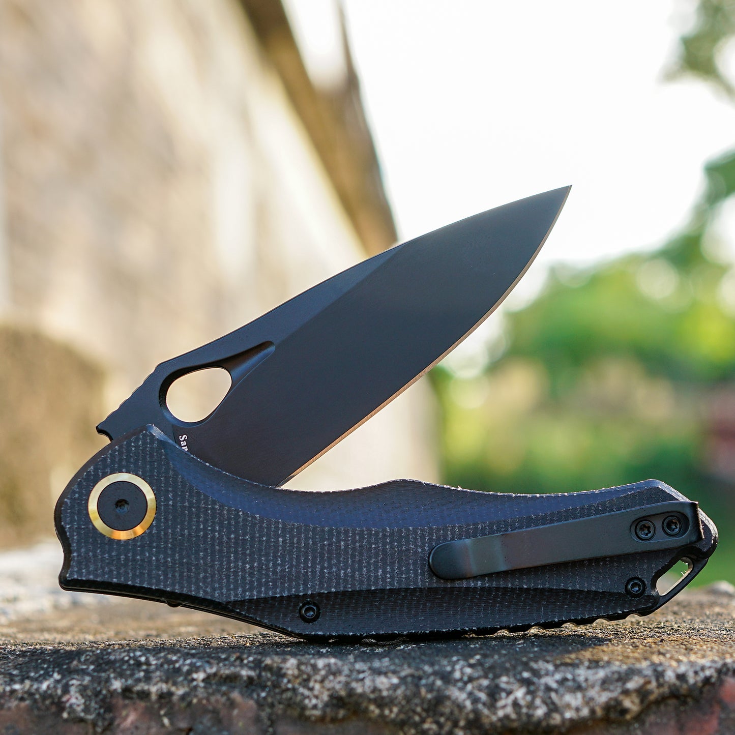 FORESAIL Practical Pocket knife made with 3.62inch 14C28N blade and 4.8inch Micarta handle with Reversible Deep-carry Pocket Clip, Flipper. For Outdoor Camping and Gift, EDC Knife