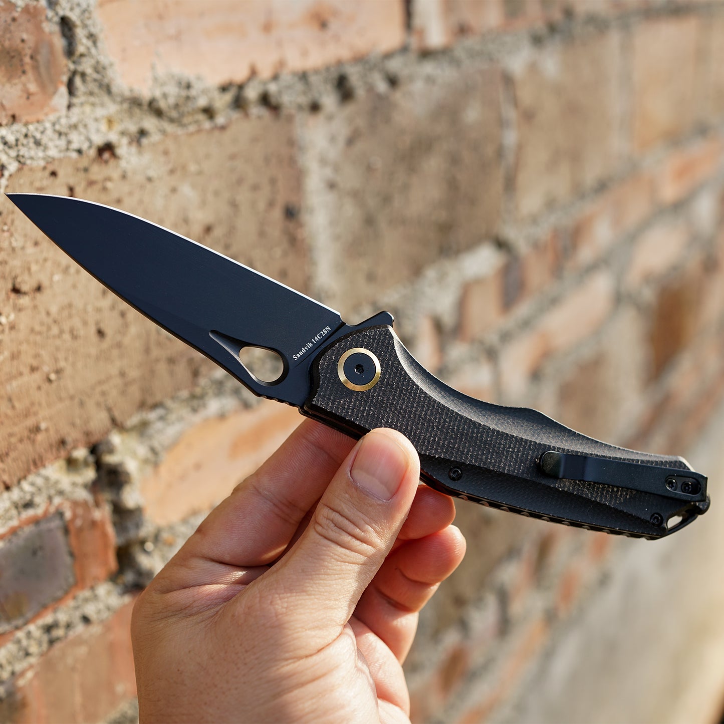 FORESAIL Practical Pocket knife made with 3.62inch 14C28N blade and 4.8inch Micarta handle with Reversible Deep-carry Pocket Clip, Flipper. For Outdoor Camping and Gift, EDC Knife