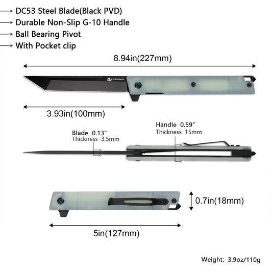FORESAIL  Flipper folding Pocket Knife With G10 Handle