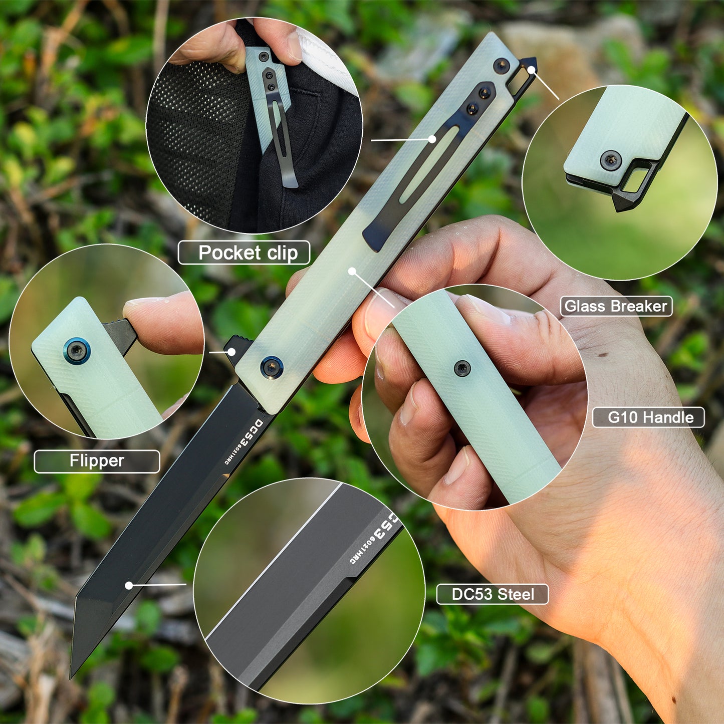 FORESAIL  Flipper folding Pocket Knife With G10 Handle