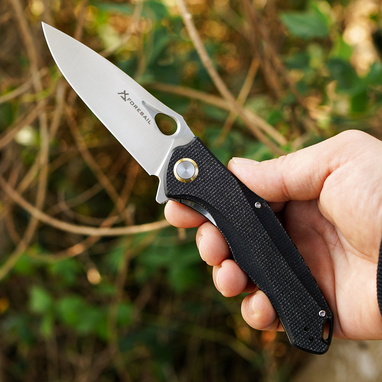FORESAIL Practical Pocket knife made with 3.62inch14C28N blade and 4.8inch Micarta handle with Reversible Deep-carry Pocket Clip, Flipper. For Outdoor Camping and Gift, EDC Knife