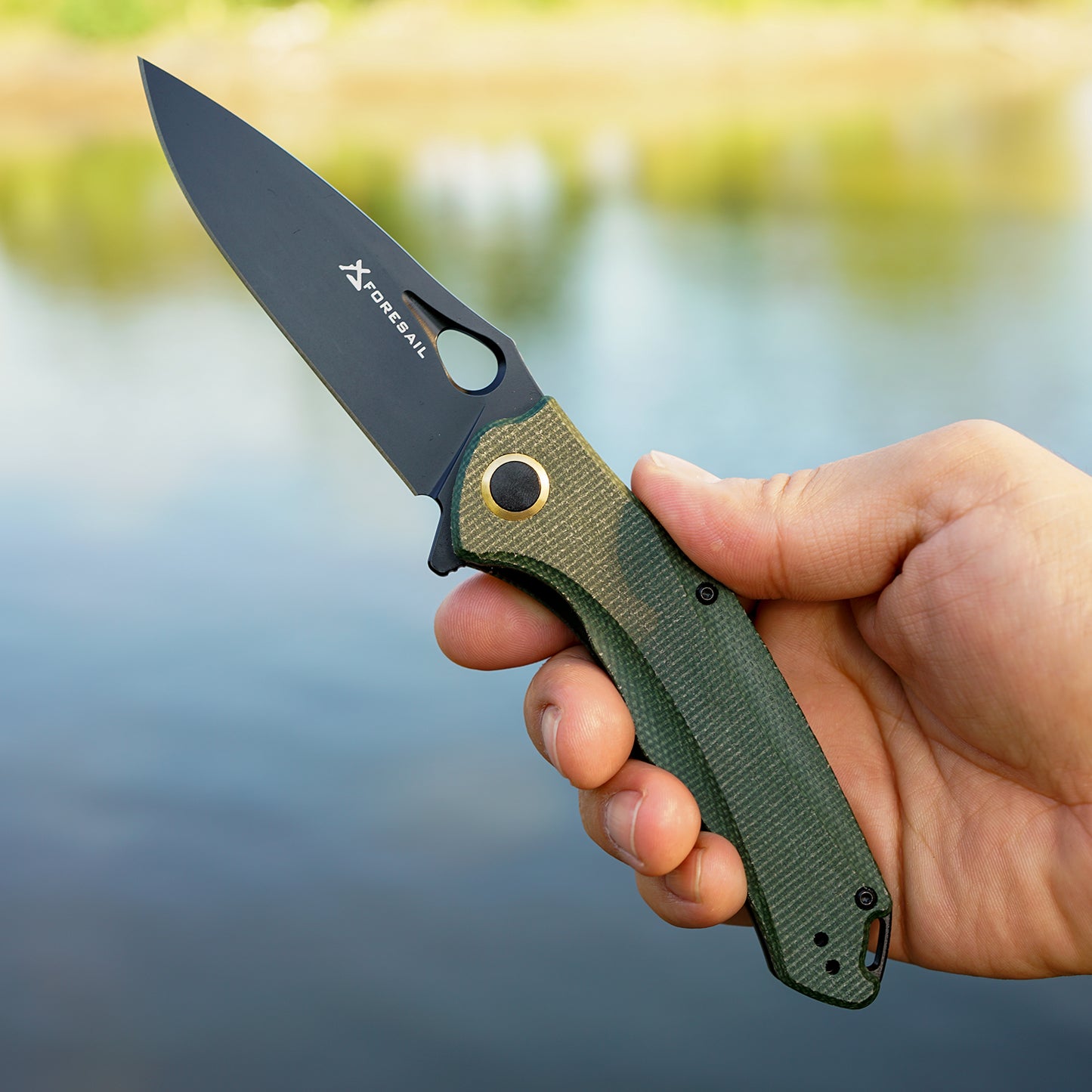 FORESAIL Practical Pocket knife made with 3.62inch14C28N blade and 4.8 inch Micarta handle with Reversible Deep-carry Pocket Clip, Flipper. For Outdoor Camping and Gift, EDC Knife