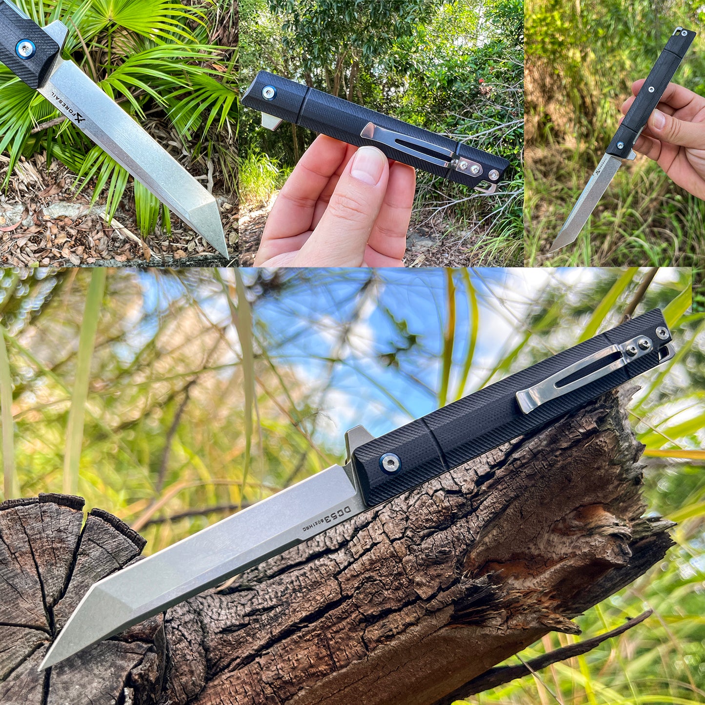 FORESAIL  Flipper Pocket Knife With G10 Handle (3.86 in DC53 Steel )