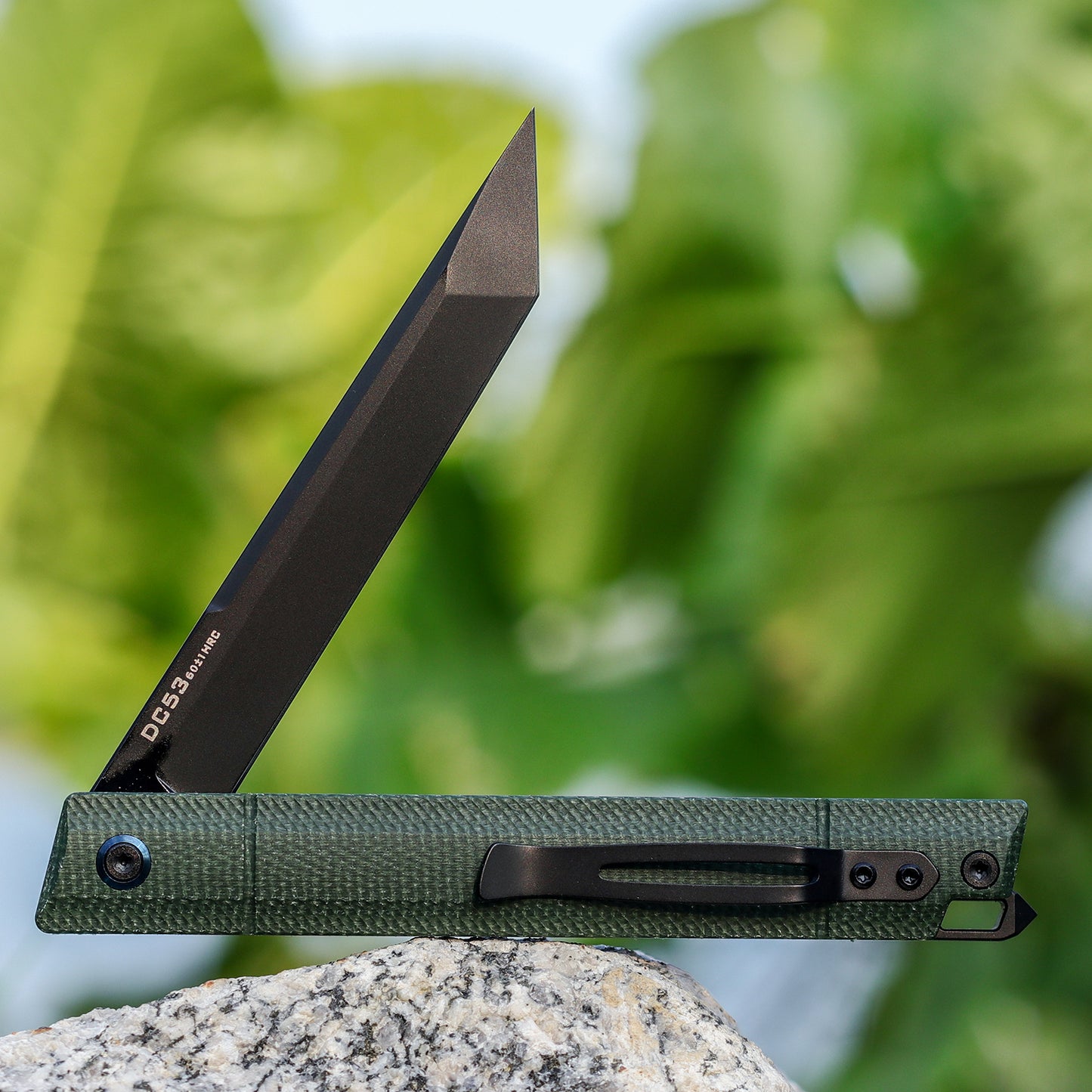 FORESAIL Folding pocket knives PVD DC53 Steel Blade Green Micarta Handle Outdoor Camping EDC knife