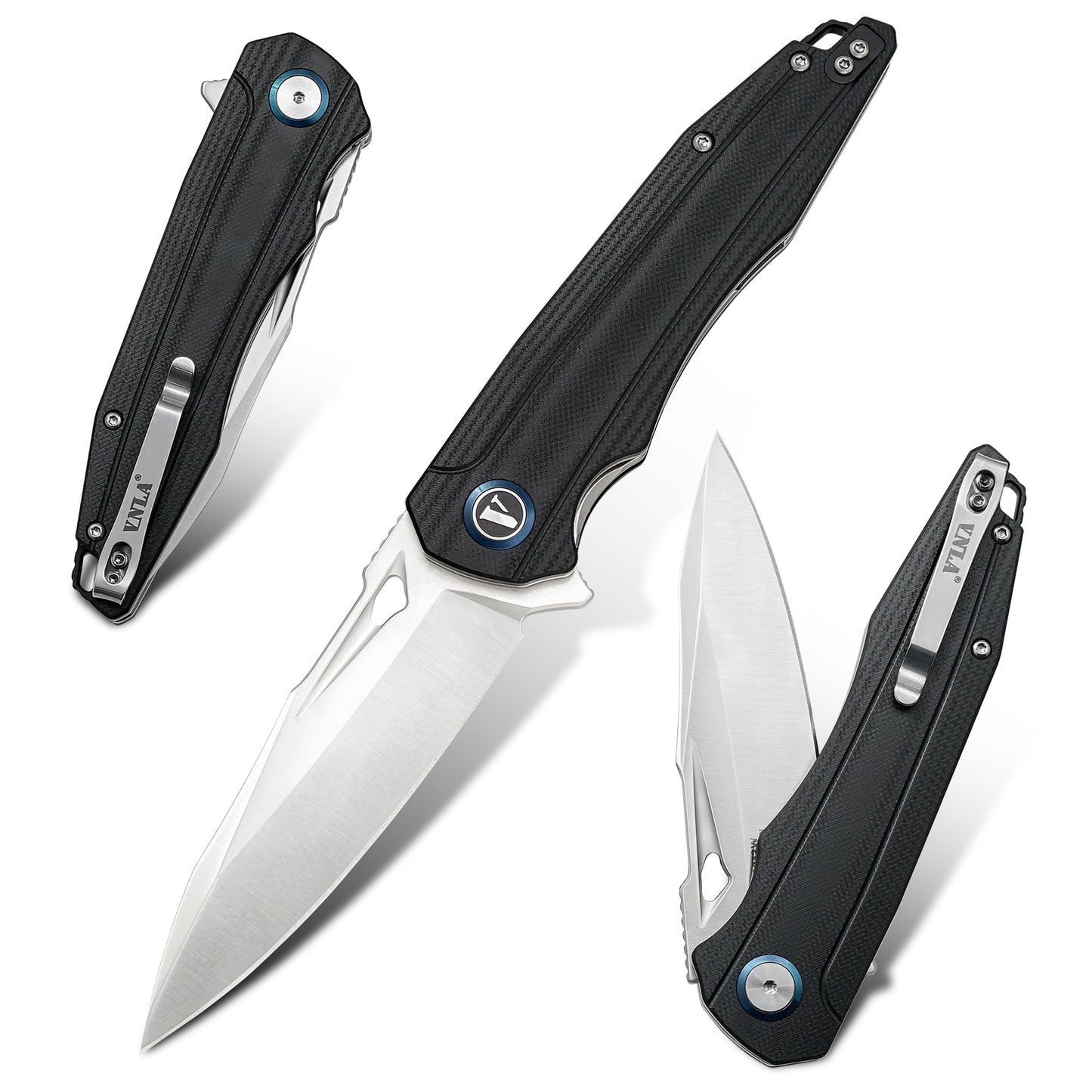 VNLA Folding Pocket Knife.with Flipper Opening,Sandvik 14C28N Blade, G10 Handle,with Pocket Clip,for Men Women,Sharp Outdoor Tool EDC Knives