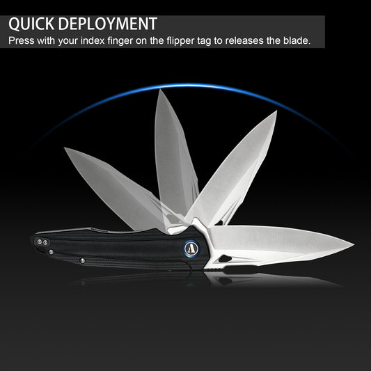 VNLA Folding Pocket Knife.with Flipper Opening,Sandvik 14C28N Blade, G10 Handle,with Pocket Clip,for Men Women,Sharp Outdoor Tool EDC Knives