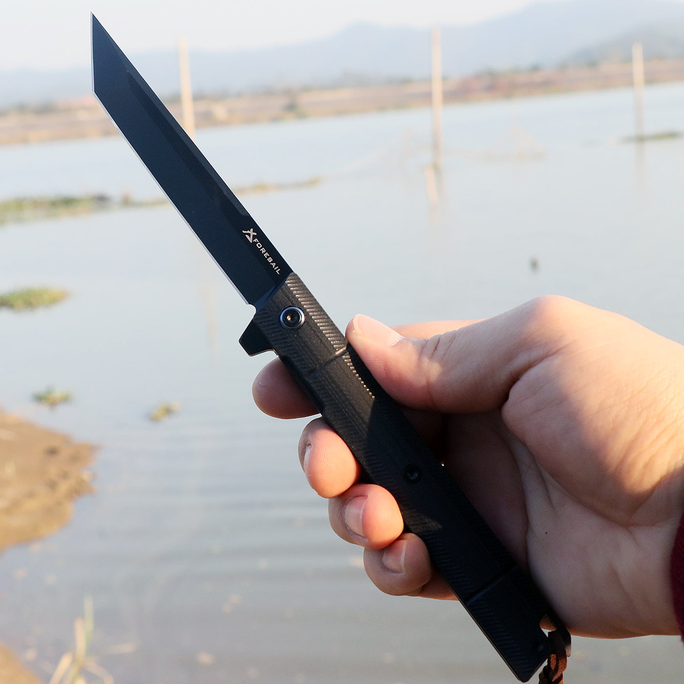 FORESAIL Folding pocket knives PVD DC53 Steel Blade Outdoor Camping EDC knife(Black PVD TantoPoint Blade)