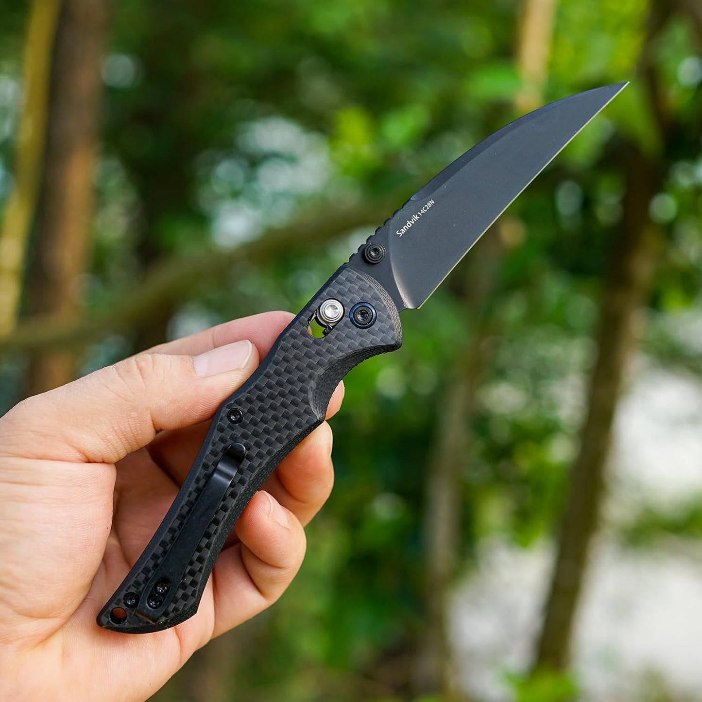 Folding Pocket Knife for EDC, Axis Lock folding Knife with 3.27in 14C28N Blade Carbon Fiber and G10 Handle.with Pocket Clip for Men Women, Sharp Camping Survival Hiking Knives