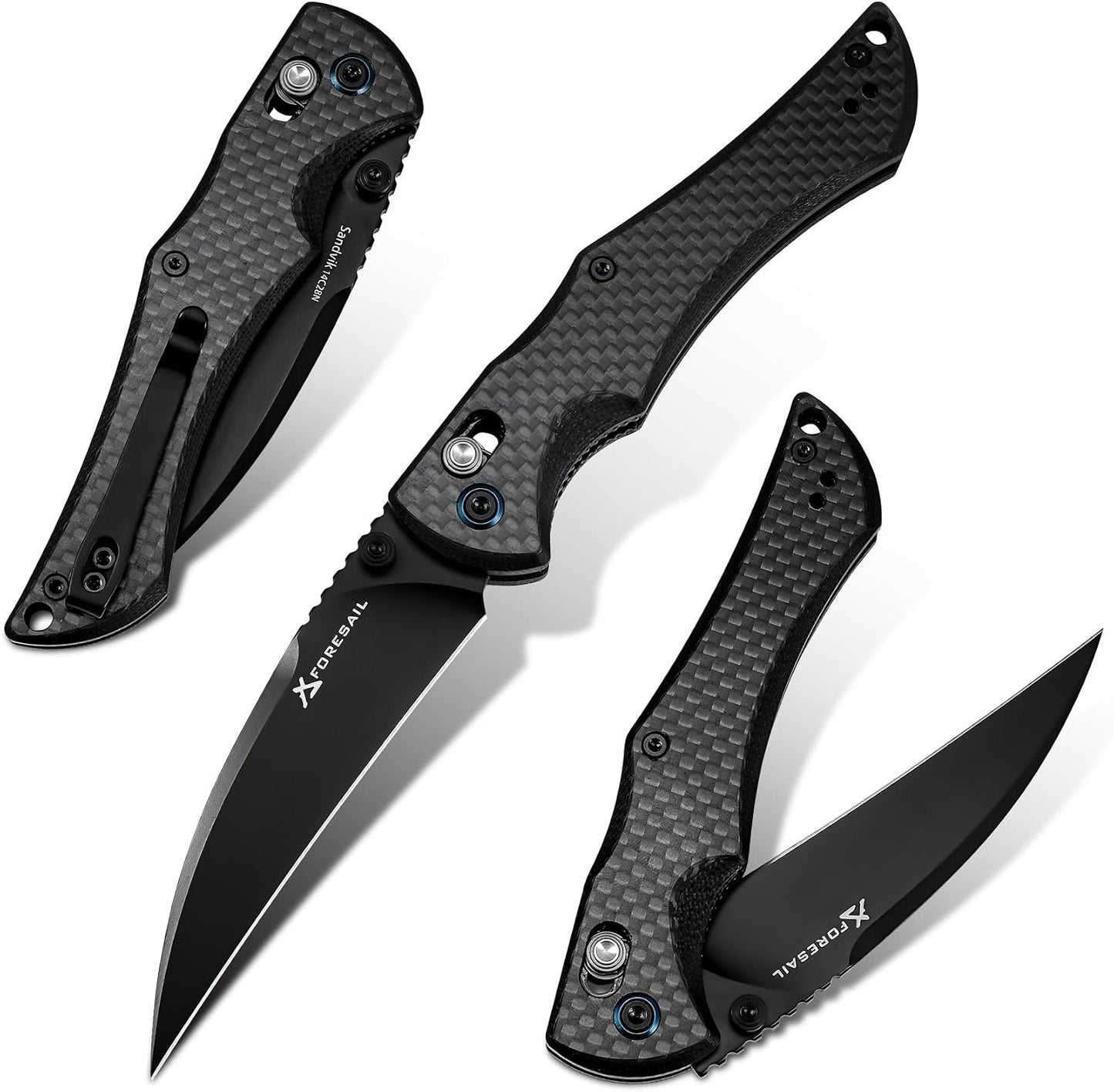 Folding Pocket Knife for EDC, Axis Lock folding Knife with 3.27in 14C28N Blade Carbon Fiber and G10 Handle.with Pocket Clip for Men Women, Sharp Camping Survival Hiking Knives