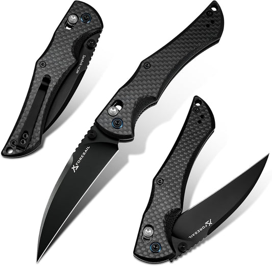 Folding Pocket Knife for EDC, Axis Lock folding Knife with 3.27in 14C28N Blade Carbon Fiber and G10 Handle.with Pocket Clip for Men Women, Sharp Camping Survival Hiking Knives
