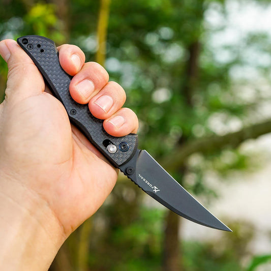 Folding Pocket Knife for EDC, Axis Lock folding Knife with 3.27in 14C28N Blade Carbon Fiber and G10 Handle.with Pocket Clip for Men Women, Sharp Camping Survival Hiking Knives
