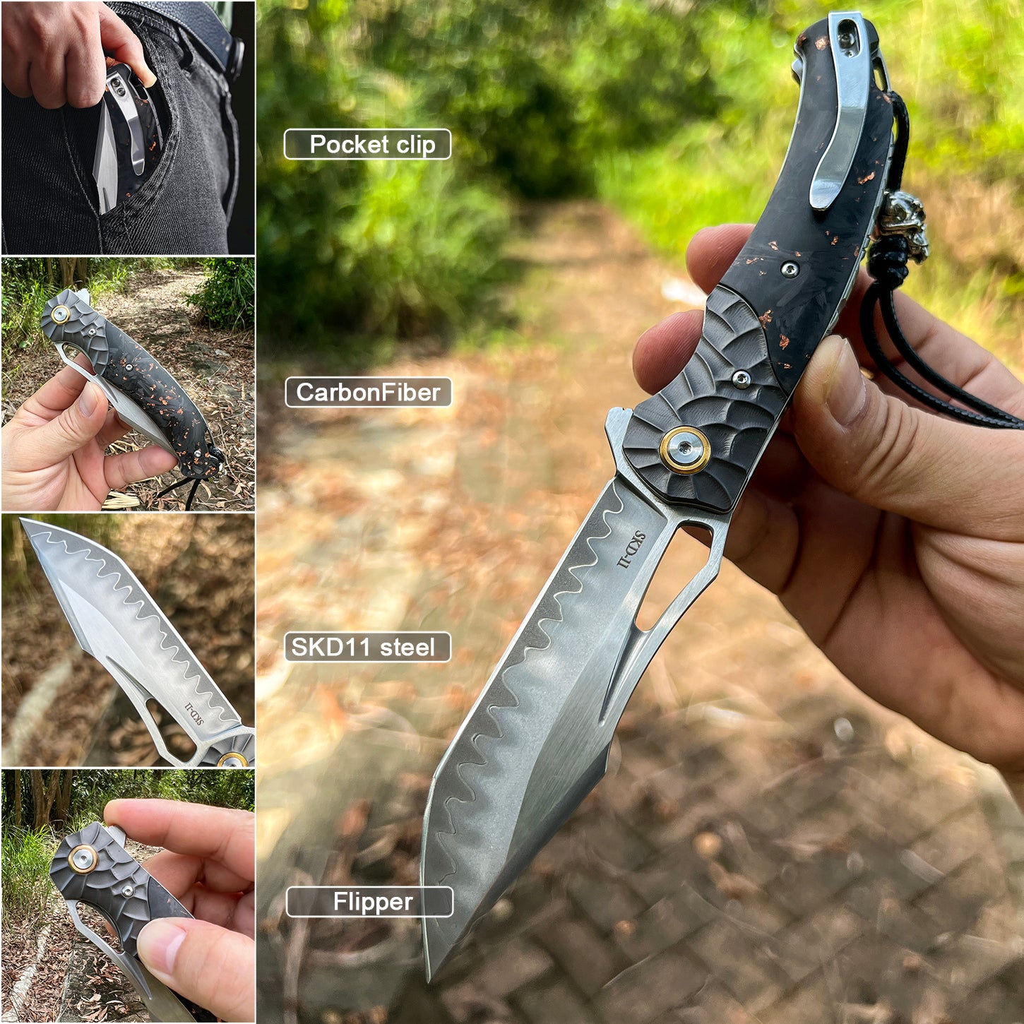 2.75'' Ceramic / Carbon Fiber Blade Folding Knife with Carbon