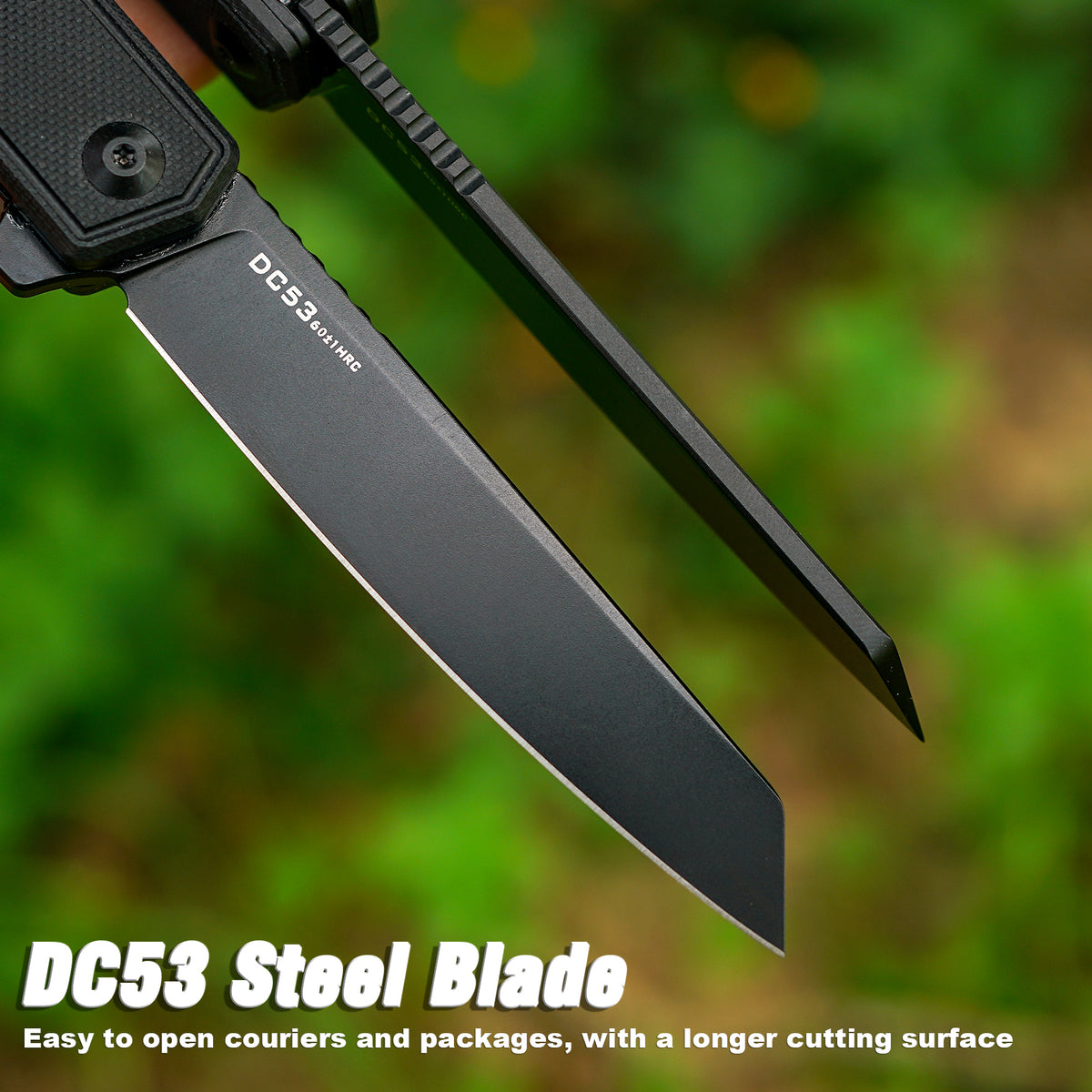 FORESAIL  EDC Folding Pocket Knife,3.54IN DC53 Steel Blade,4.5IN G10 Handle with Glow-in-the-Dark Backspacer, Ball Bearing Pivot EDC Utility Knife with Reversible Clip for Daily Camping Outdoor Use
