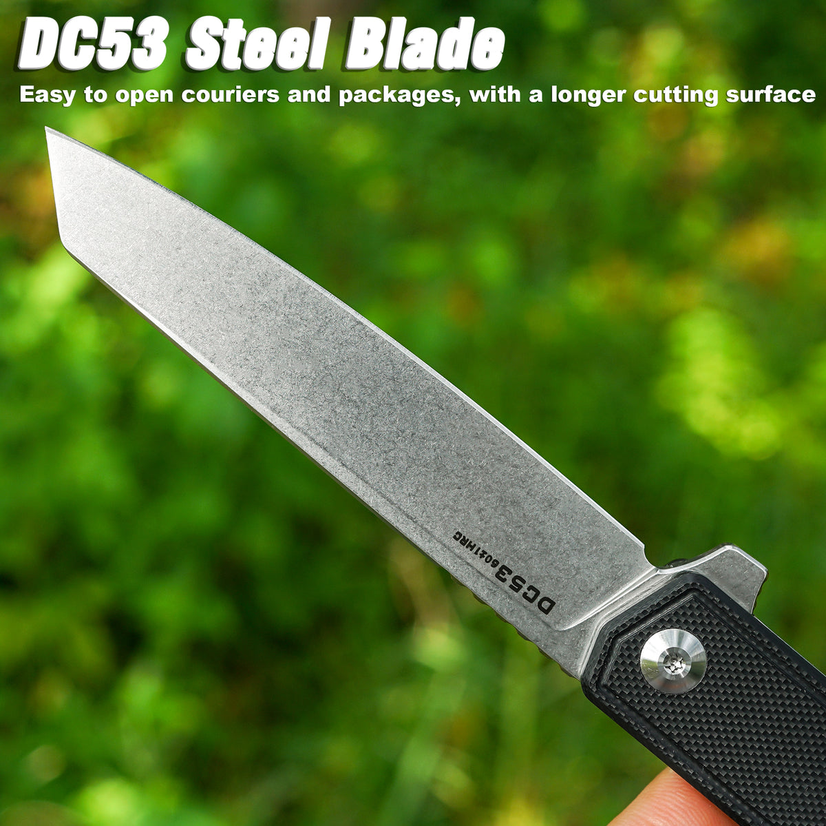 FORESAIL  EDC Folding Pocket Knife,3.54IN DC53 Steel Blade,4.5IN G10 Handle with Glow-in-the-Dark Backspacer, Ball Bearing Pivot EDC Utility Knife with Reversible Clip for Daily Camping Outdoor Use