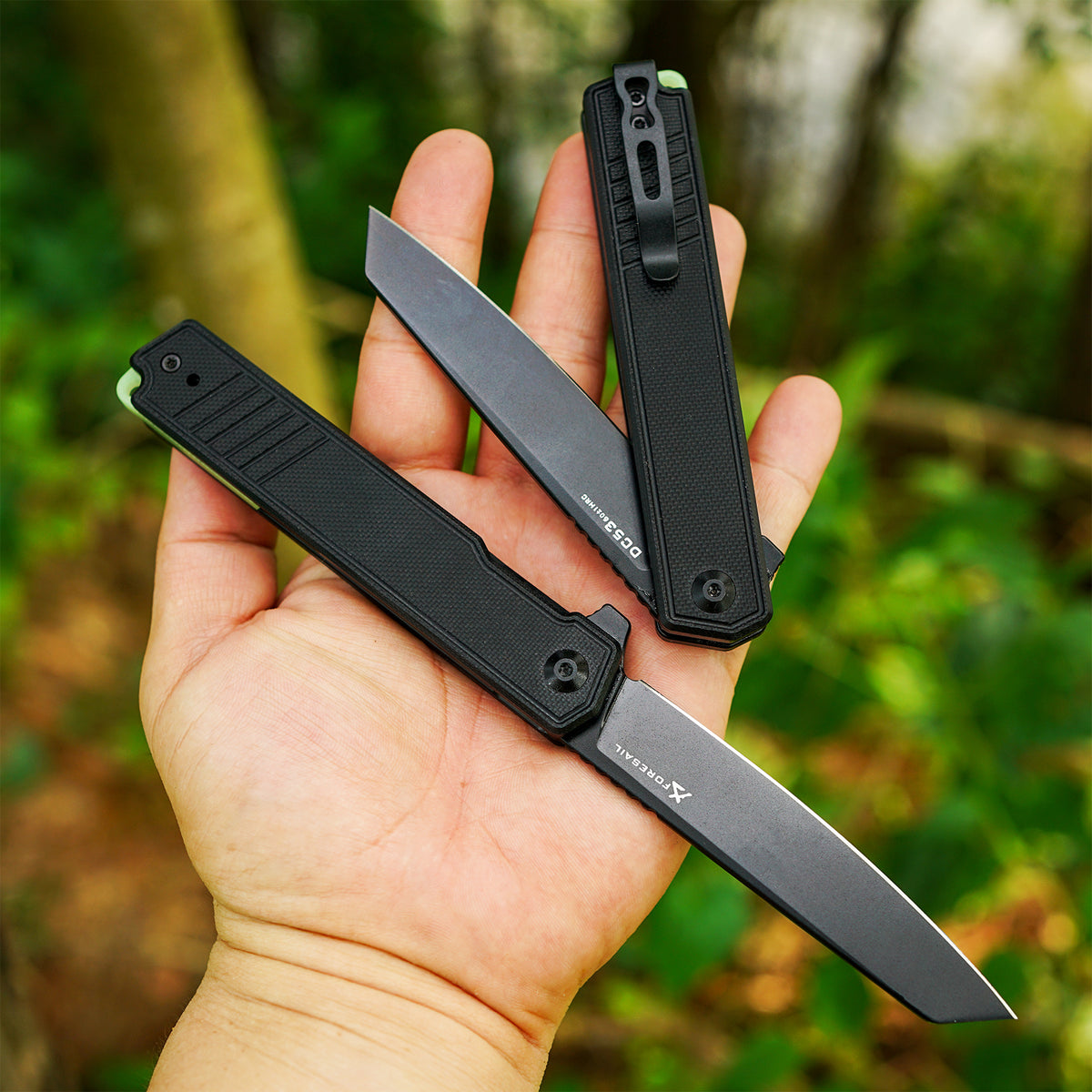 FORESAIL  EDC Folding Pocket Knife,3.54IN DC53 Steel Blade,4.5IN G10 Handle with Glow-in-the-Dark Backspacer, Ball Bearing Pivot EDC Utility Knife with Reversible Clip for Daily Camping Outdoor Use