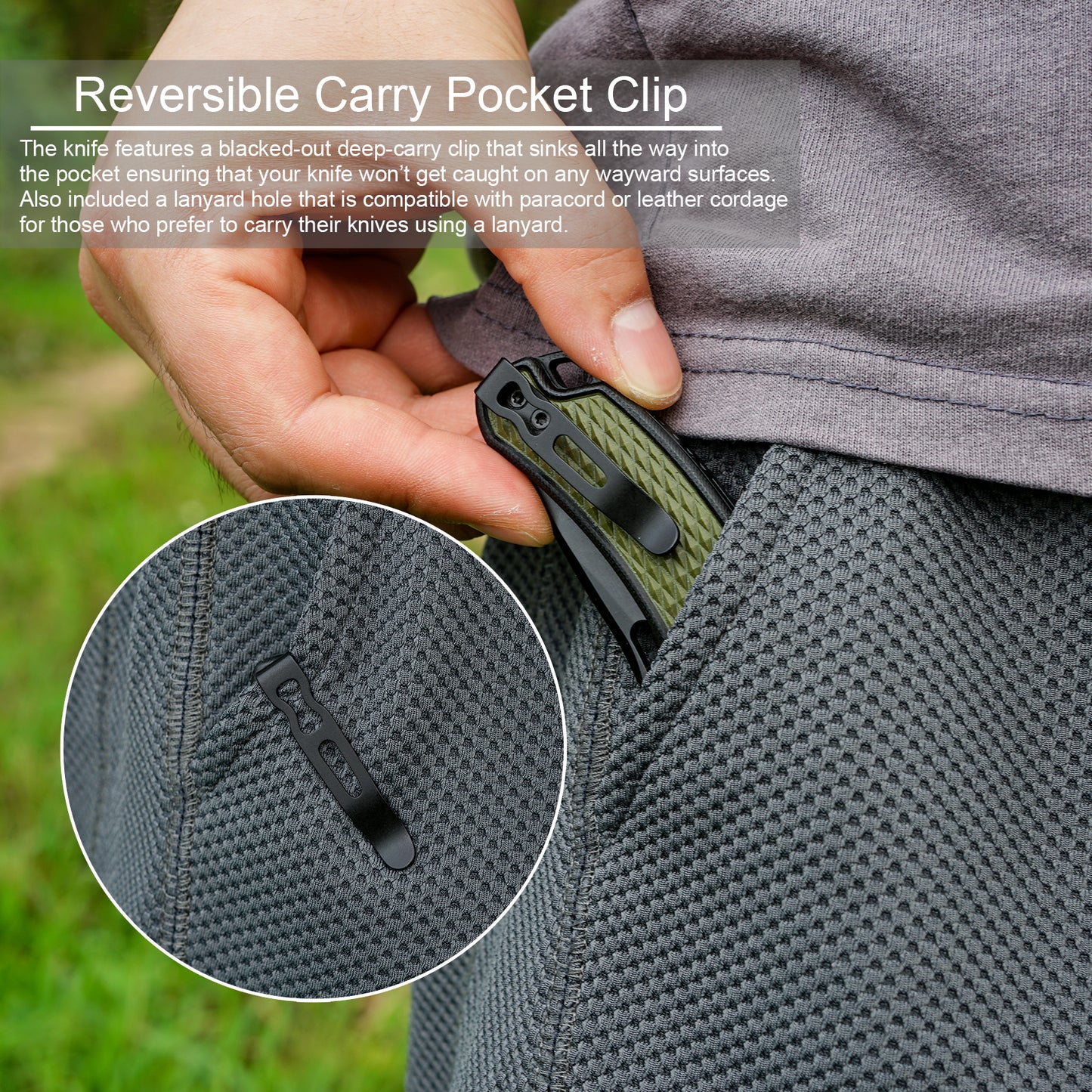 Pocket Folding Knife, 2.83in D2 Steel Blade and G10 Handle, Axis Lock,EDC Knife for Camping Hiking Daily Use.