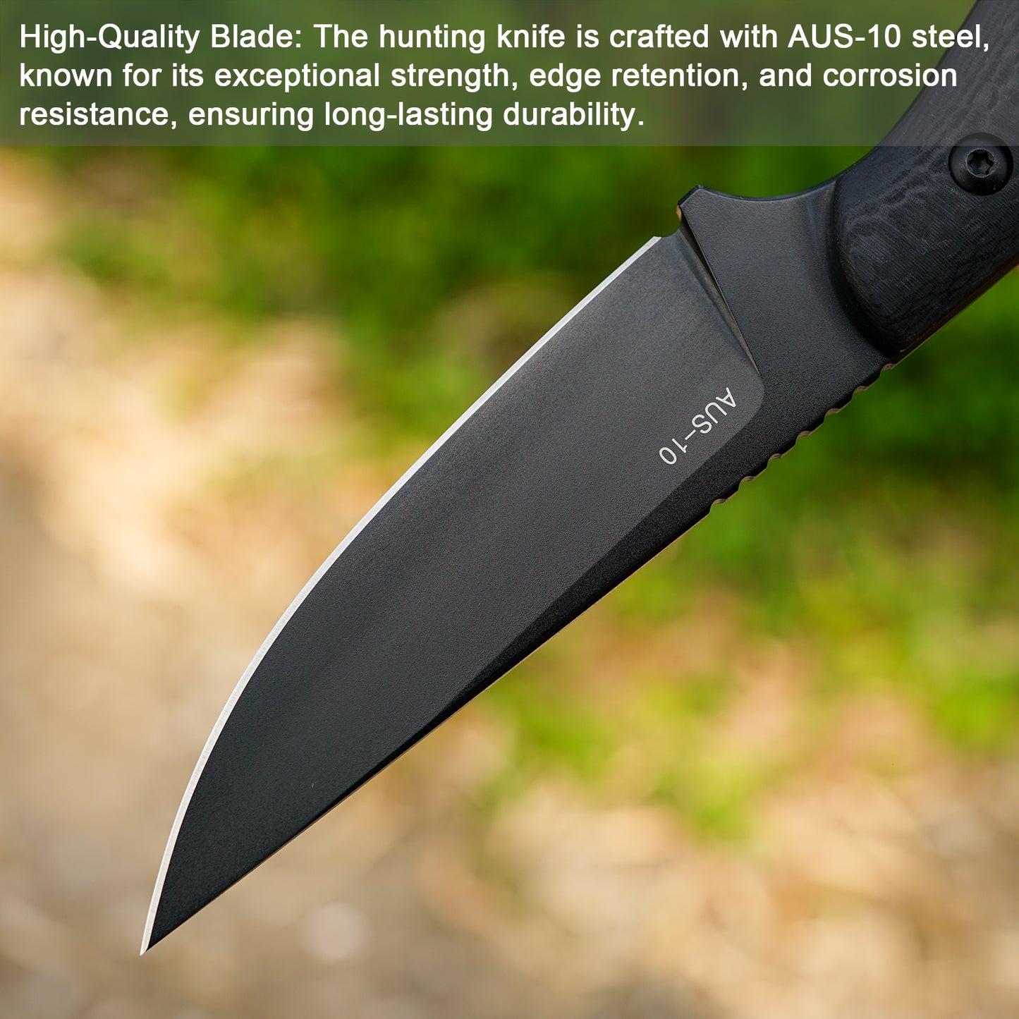 FORESAIL Fixed Blade Knife,With 3.46in AUS-10 Steel Blade.new material handle made by fusing G10 and carbon fiber,with Kydex Sheath,Fixed Blade EDC Knife,Outdoor Hiking Camping Knives