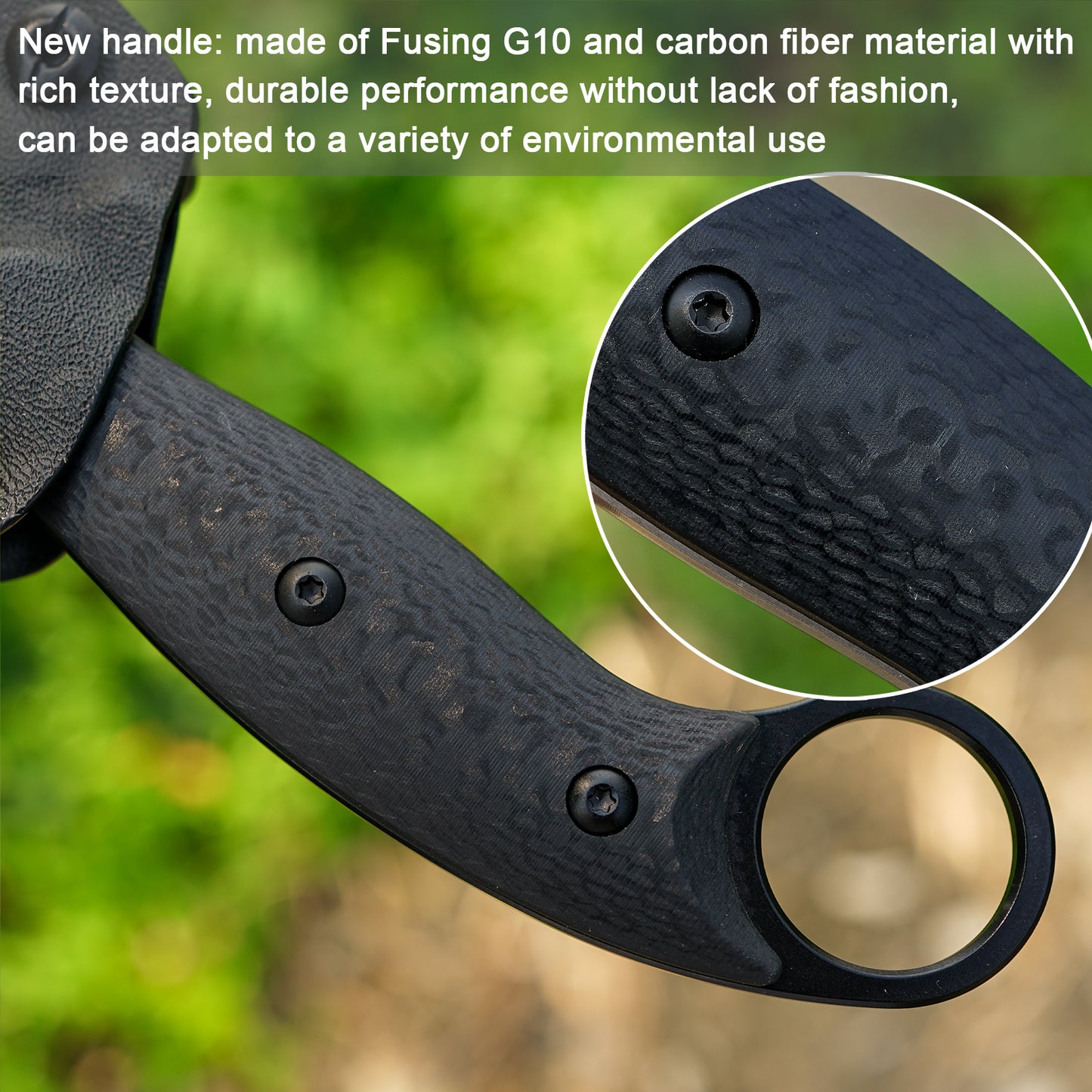 FORESAIL Fixed Blade Knife,With 3.46in AUS-10 Steel Blade.new material handle made by fusing G10 and carbon fiber,with Kydex Sheath,Fixed Blade EDC Knife,Outdoor Hiking Camping Knives