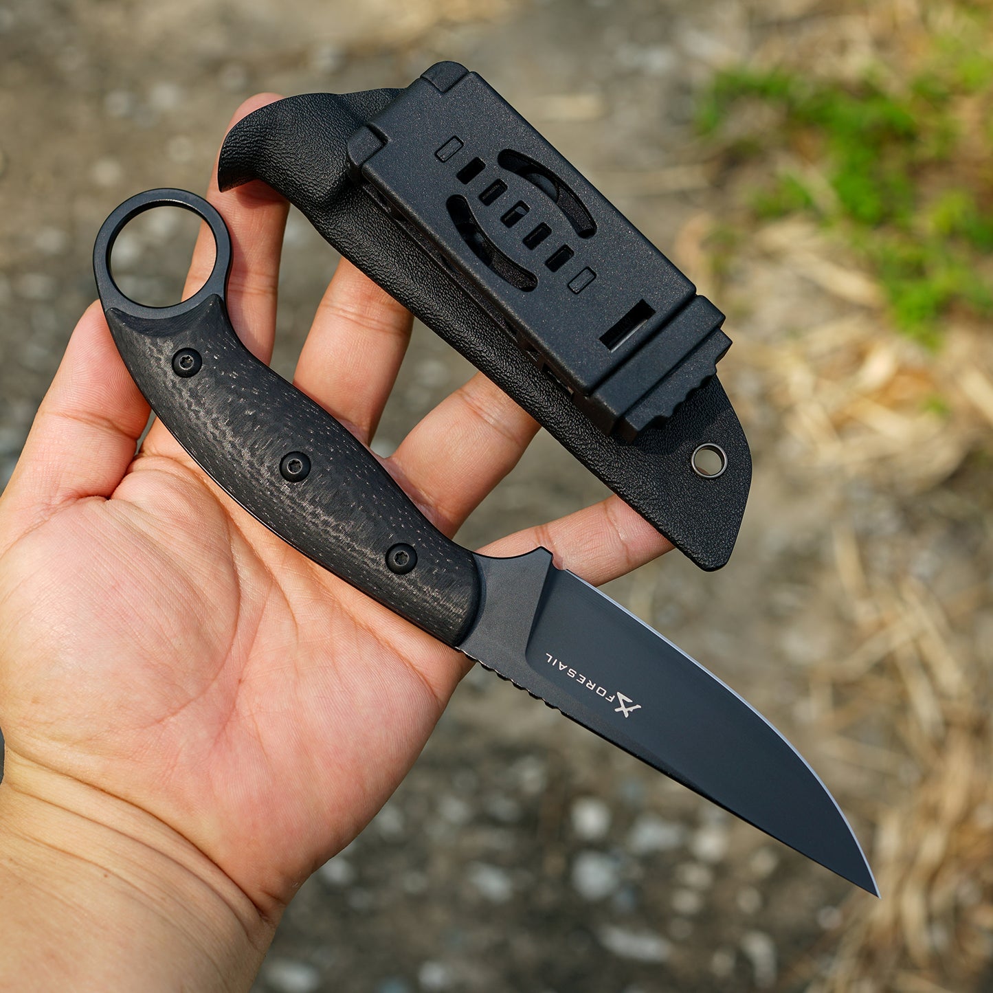 FORESAIL Fixed Blade Knife,With 3.46in AUS-10 Steel Blade.new material handle made by fusing G10 and carbon fiber,with Kydex Sheath,Fixed Blade EDC Knife,Outdoor Hiking Camping Knives