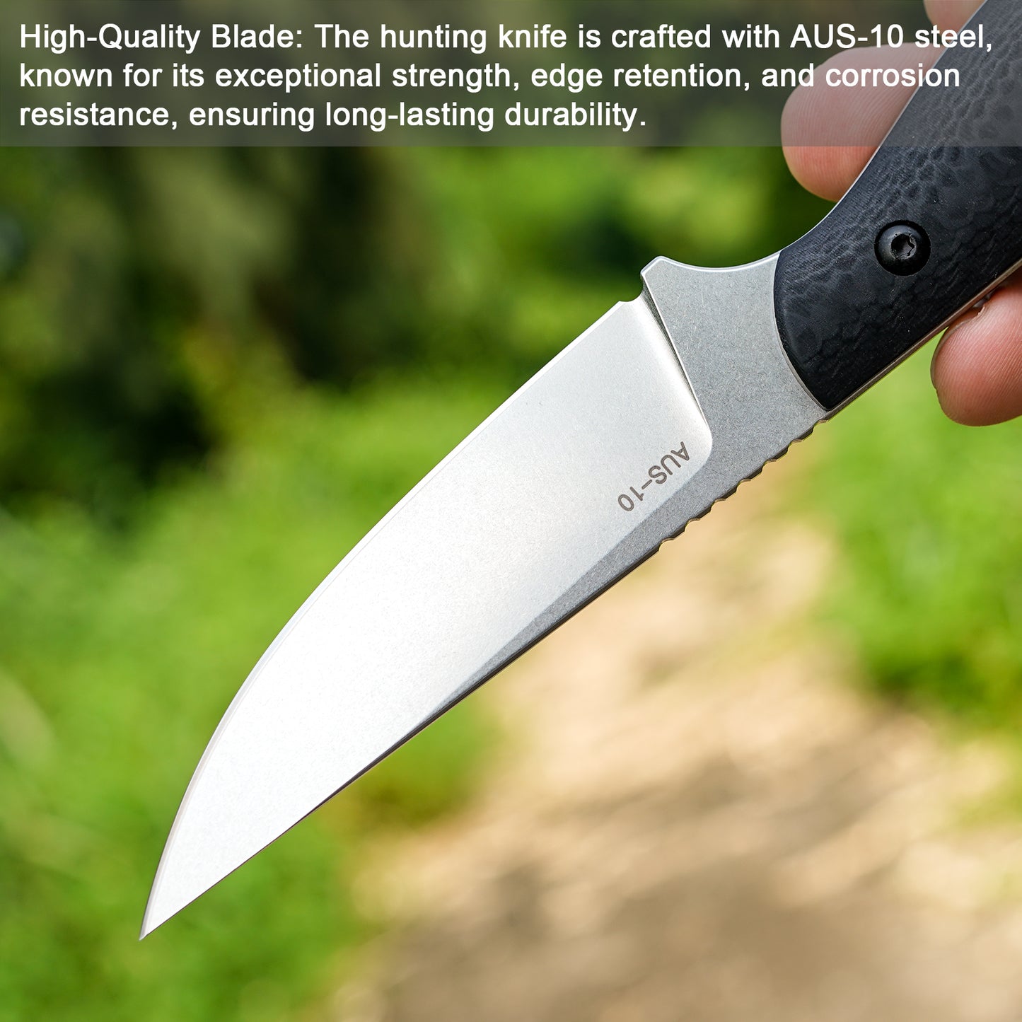 FORESAIL Fixed Blade Knife,With 3.46in AUS-10 Steel Blade.new material handle made by fusing G10 and carbon fiber,with Kydex Sheath,Fixed Blade EDC Knife,Outdoor Hiking Camping Knives