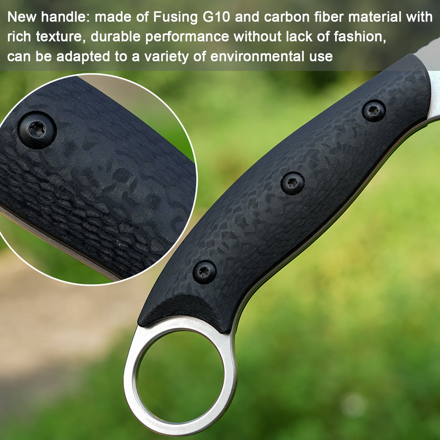 FORESAIL Fixed Blade Knife,With 3.46in AUS-10 Steel Blade.new material handle made by fusing G10 and carbon fiber,with Kydex Sheath,Fixed Blade EDC Knife,Outdoor Hiking Camping Knives