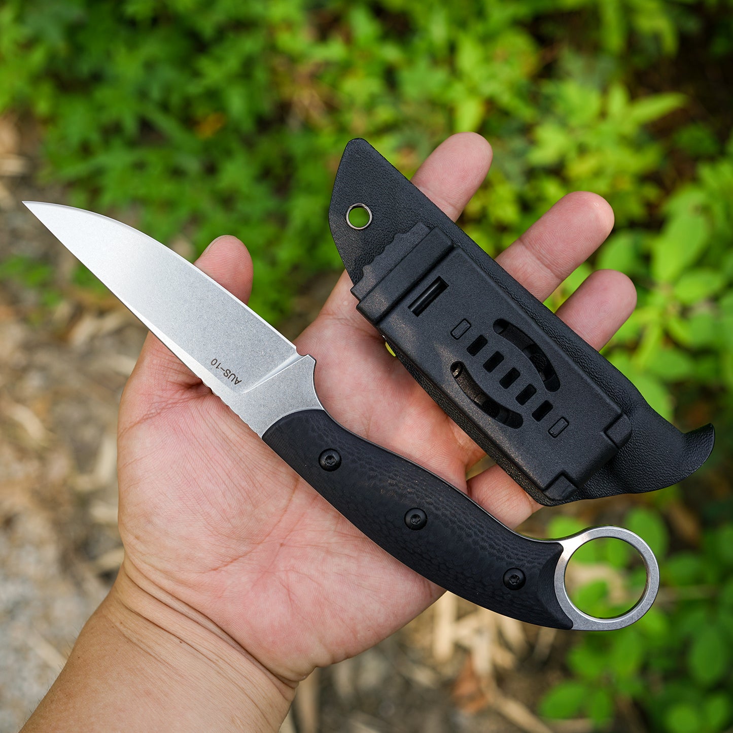 FORESAIL Fixed Blade Knife,With 3.46in AUS-10 Steel Blade.new material handle made by fusing G10 and carbon fiber,with Kydex Sheath,Fixed Blade EDC Knife,Outdoor Hiking Camping Knives