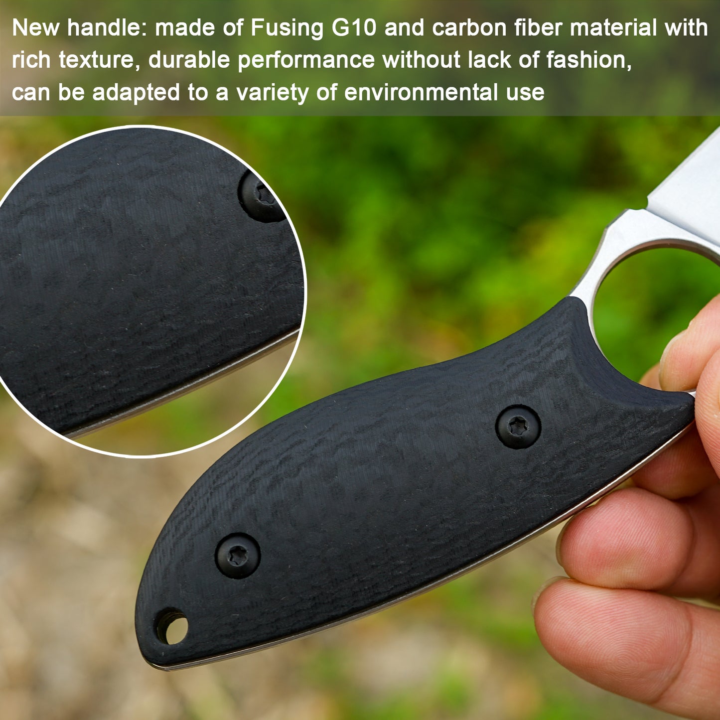 FORESAIL 6.77in Small Fixed Blade Knife,With 2.76in AUS-10 Steel Blade. new material handle made by fusing G10 and carbon fiber,with Kydex Sheath,Fixed Blade EDC Knife for Men Women, Outdoor Hunting Hiking Survival Camping Knives.