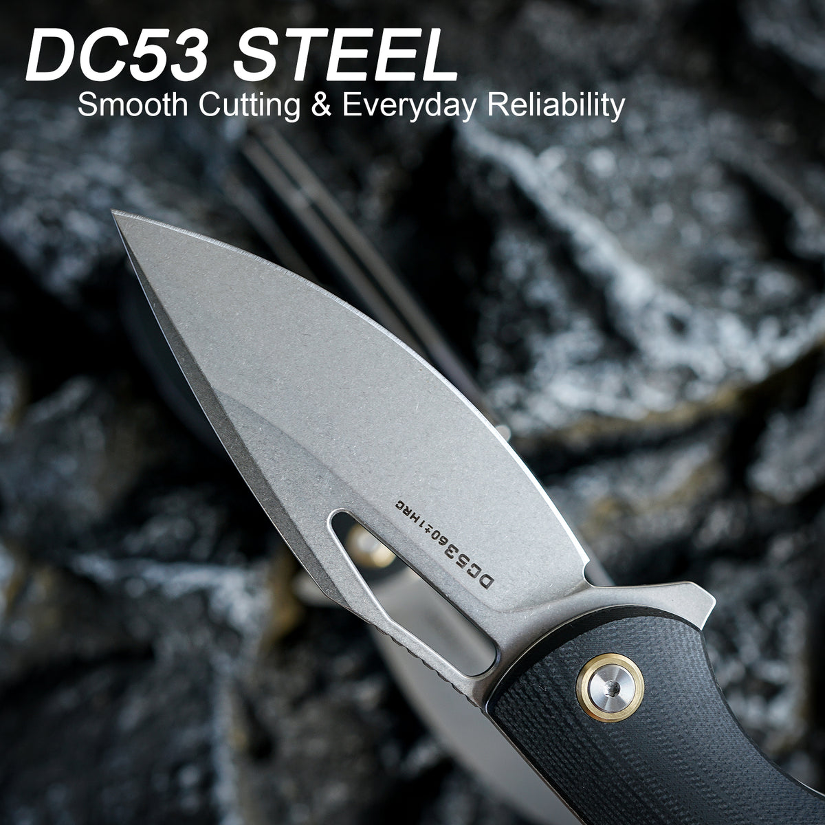 FORESAIL   Flipper Folding Pocket Knife for EDC,3.39in DC53 Steel,G10 Handle. (Silver) Flipper Knife, Smooth Action, Comfortable Grip, Liner Lock, Deep Carry Clip,Sharp Knife for Hiking Camping,Outdoor EDC