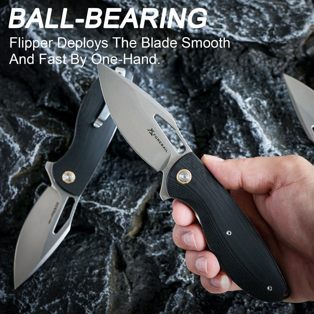 FORESAIL   Flipper Folding Pocket Knife for EDC,3.39in DC53 Steel,G10 Handle. (Silver) Flipper Knife, Smooth Action, Comfortable Grip, Liner Lock, Deep Carry Clip,Sharp Knife for Hiking Camping,Outdoor EDC