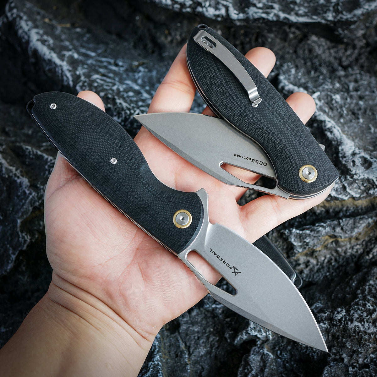 FORESAIL   Flipper Folding Pocket Knife for EDC,3.39in DC53 Steel,G10 Handle. (Silver) Flipper Knife, Smooth Action, Comfortable Grip, Liner Lock, Deep Carry Clip,Sharp Knife for Hiking Camping,Outdoor EDC