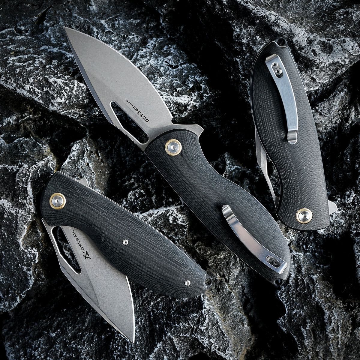 FORESAIL   Flipper Folding Pocket Knife for EDC,3.39in DC53 Steel,G10 Handle. (Silver) Flipper Knife, Smooth Action, Comfortable Grip, Liner Lock, Deep Carry Clip,Sharp Knife for Hiking Camping,Outdoor EDC