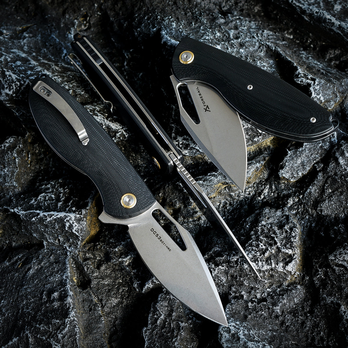 FORESAIL   Flipper Folding Pocket Knife for EDC,3.39in DC53 Steel,G10 Handle. (Silver) Flipper Knife, Smooth Action, Comfortable Grip, Liner Lock, Deep Carry Clip,Sharp Knife for Hiking Camping,Outdoor EDC