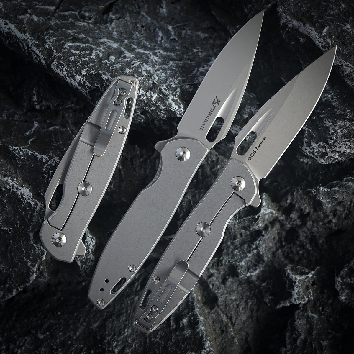 FORESAIL Folding Pocket Knife for men,3.39in DC53 Steel,Frame Lock Ball Bearing,All Metal Handle Stainless Steel,Frame Lock,pocket Clip,EDC Carry Small Knives,Flipper,Outdoor Camping Fishing.