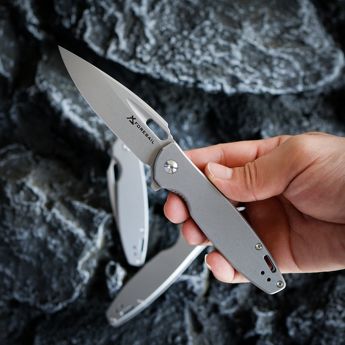 FORESAIL Folding Pocket Knife for men,3.39in DC53 Steel,Frame Lock Ball Bearing,All Metal Handle Stainless Steel,Frame Lock,pocket Clip,EDC Carry Small Knives,Flipper,Outdoor Camping Fishing.