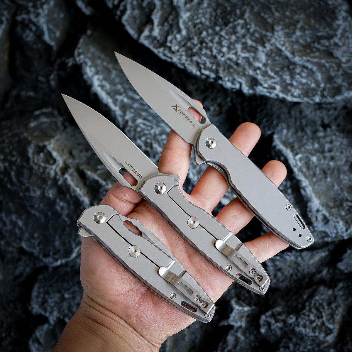 FORESAIL Folding Pocket Knife for men,3.39in DC53 Steel,Frame Lock Ball Bearing,All Metal Handle Stainless Steel,Frame Lock,pocket Clip,EDC Carry Small Knives,Flipper,Outdoor Camping Fishing.