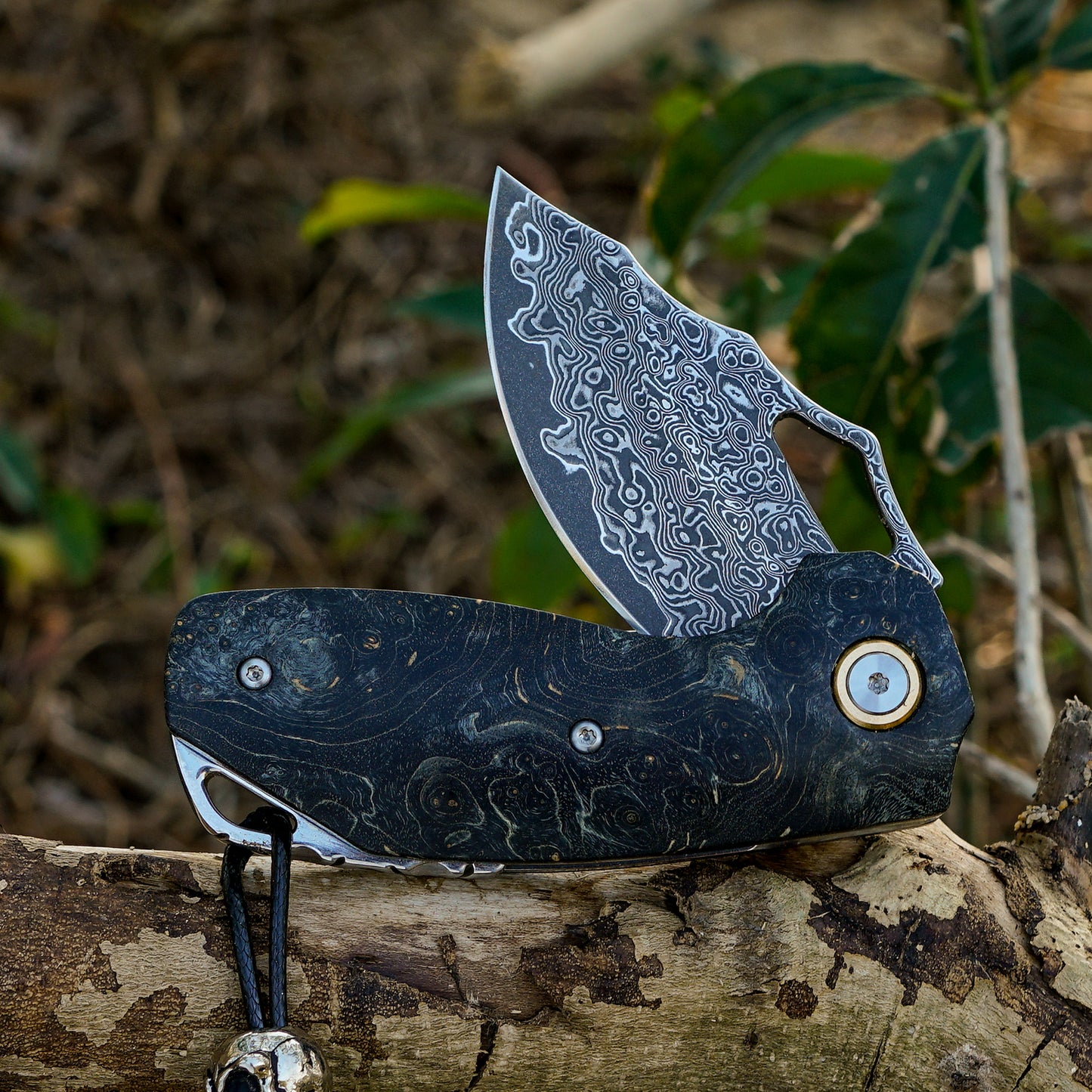 VNLA Handmade Damascus Steel Pocket folding Knife.2.45in High Sharp Blades folding knife,Stabilized cured wood handles.With Cowhide Sheath.Men's EDC Knife for Outdoor Adventure.Travel Hiking Camping Knife.